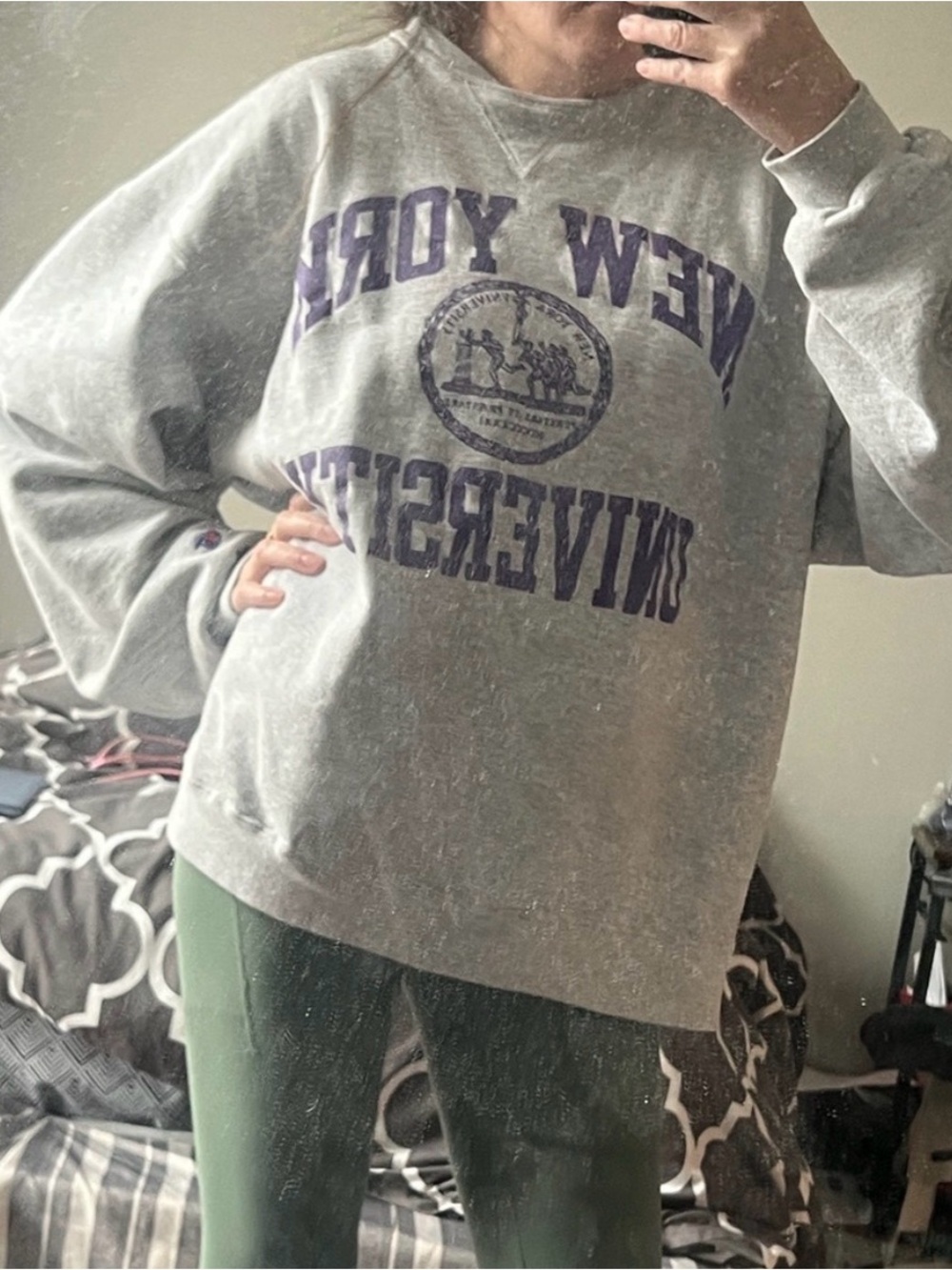 Big Daddy Vibes Grey 'New York University' Graphic Crewneck Sweatshirt NYU